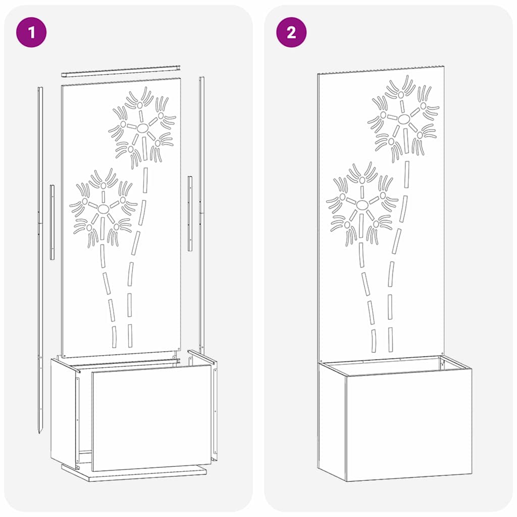 Garden Privacy Screen Floral Sliver 50 x 150 cm Stainless steel