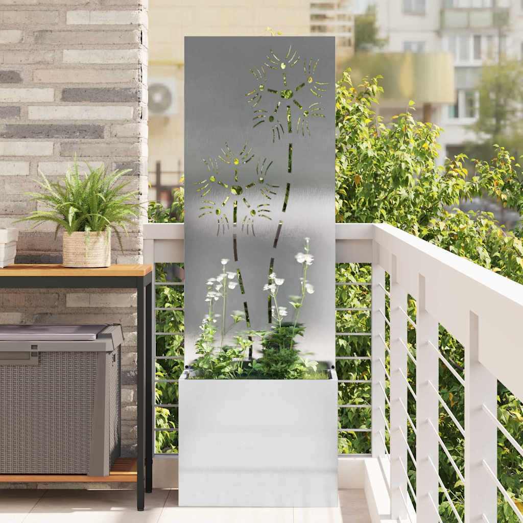 Garden Privacy Screen Floral Sliver 50 x 150 cm Stainless steel