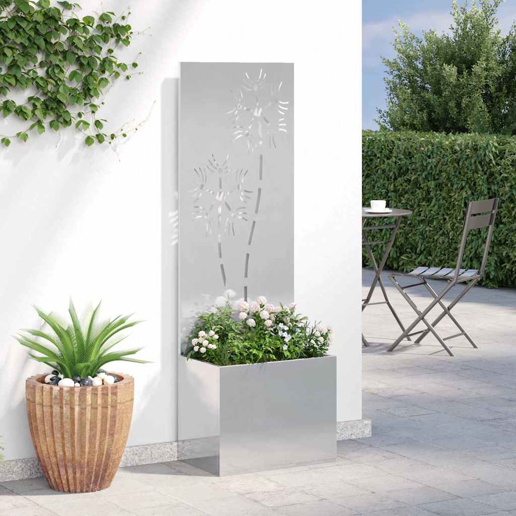 Garden Privacy Screen Floral Sliver 50 x 150 cm Stainless steel