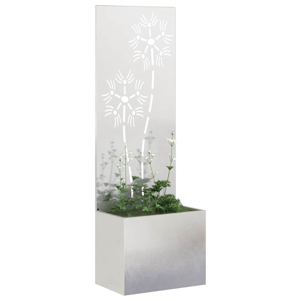 Garden Privacy Screen Floral Sliver 50 x 150 cm Stainless steel