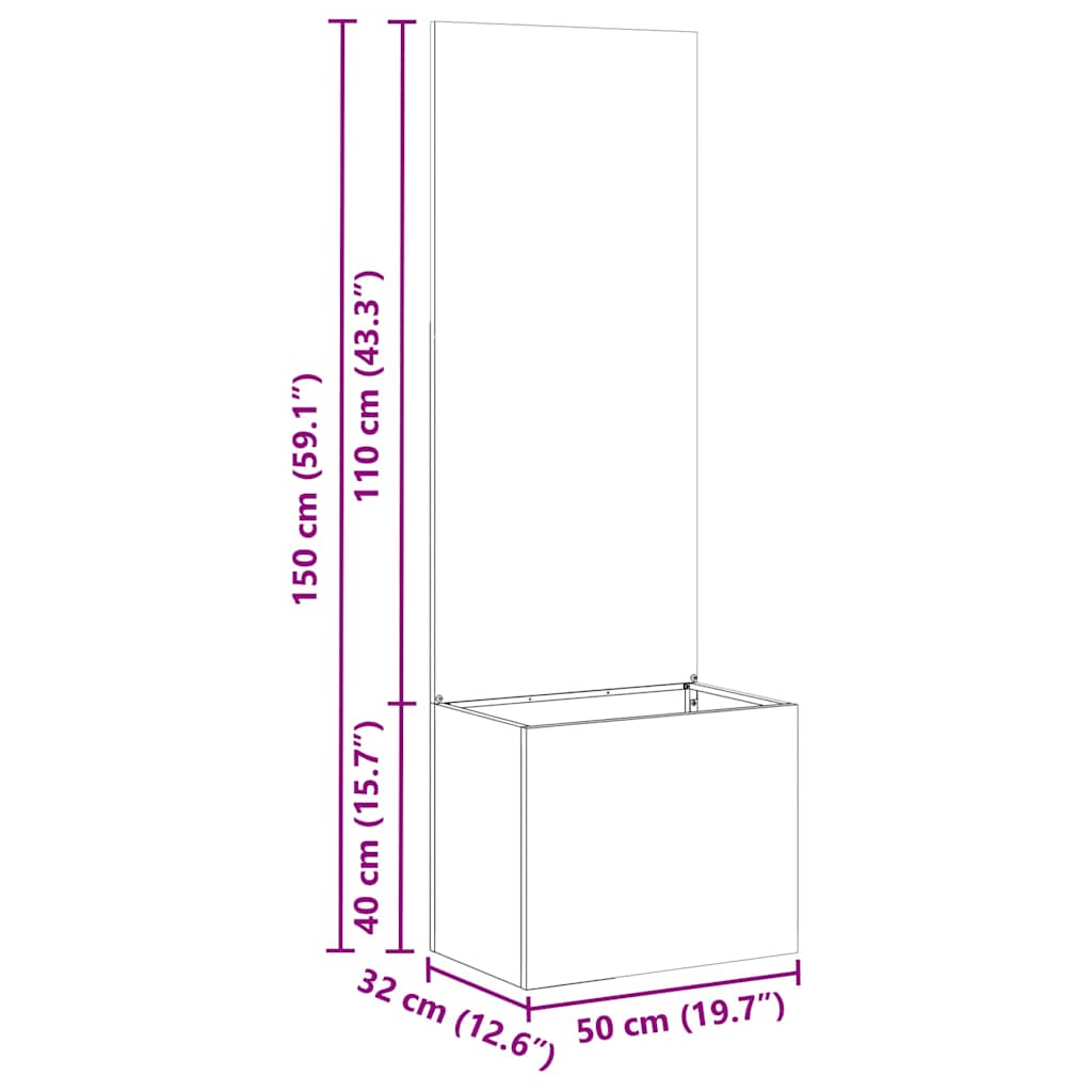 Garden Privacy Screen White 50 x 32 x 150 cm Cold-rolled steel