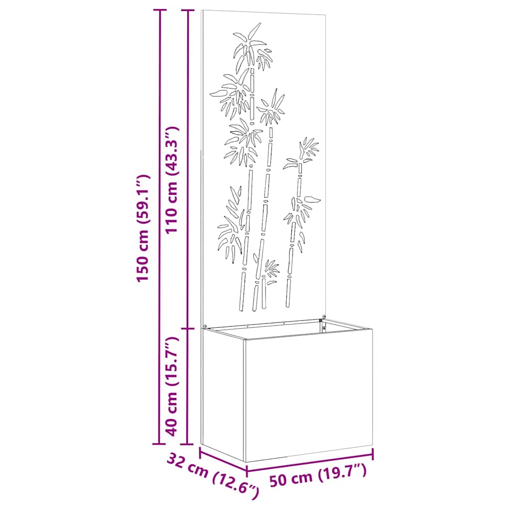Garden Privacy Screen Floral Sliver 50 x 150 cm Stainless steel