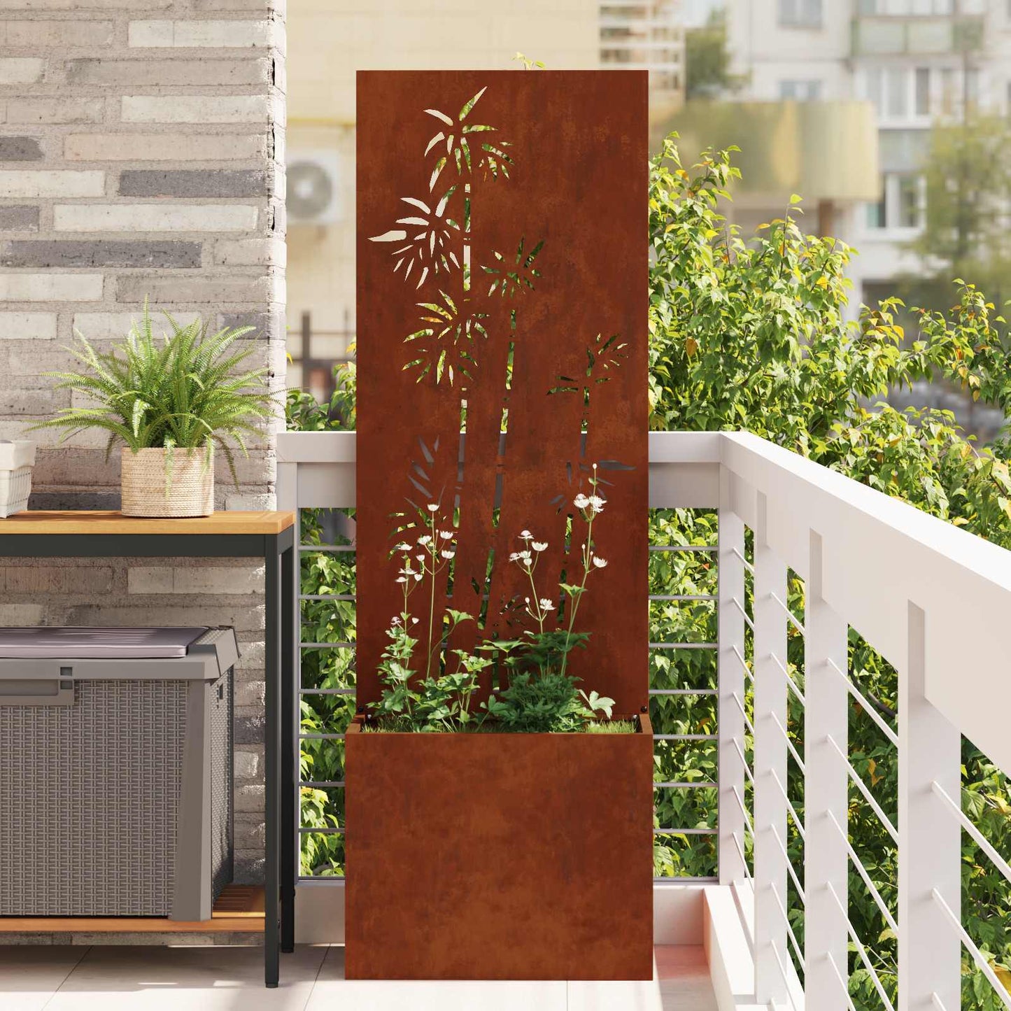 Garden Privacy Screen Rusty 50 x 32 x 150 cm Weathering steel