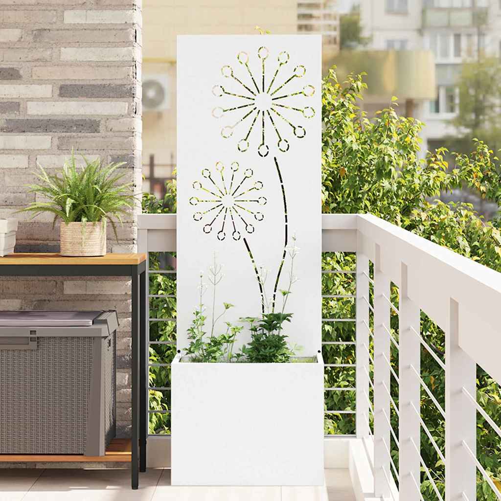 Garden Privacy Screen White 50 x 150 cm Cold-rolled steel