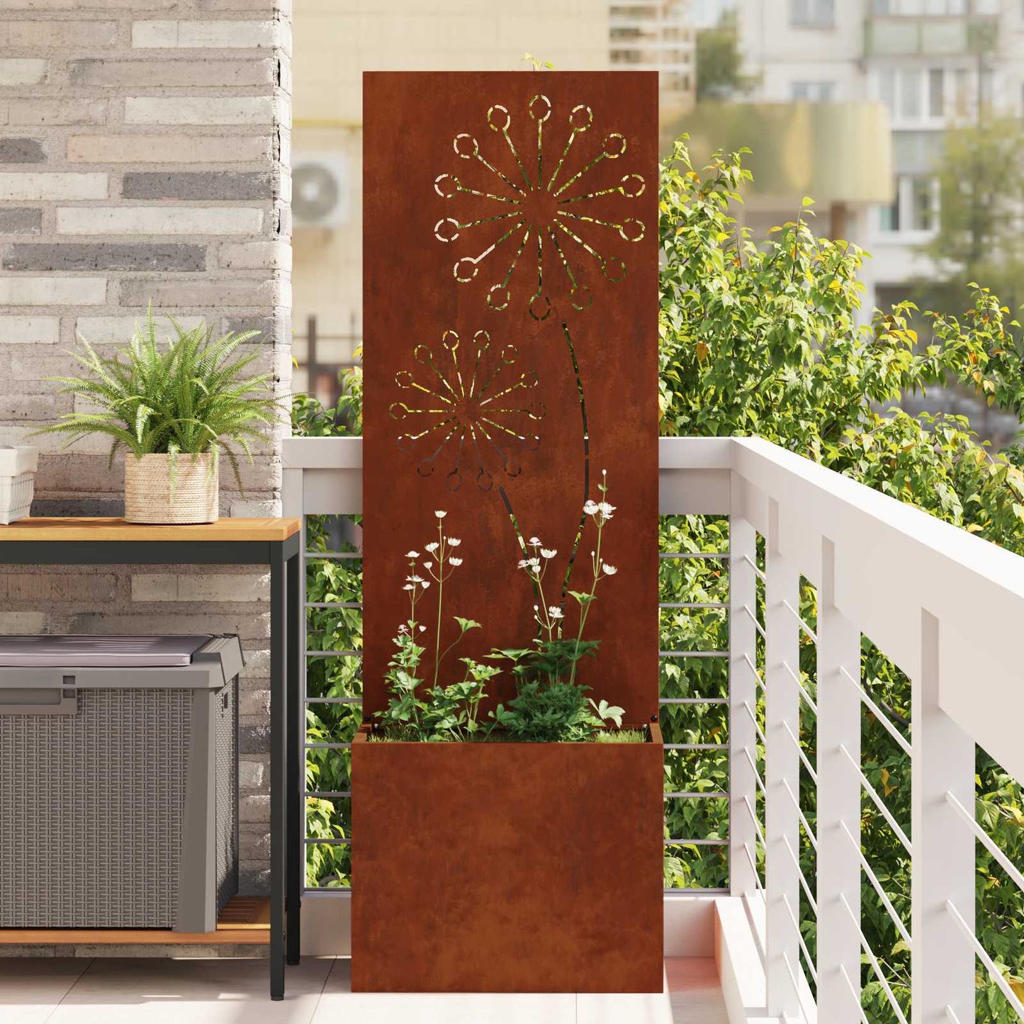 Garden Privacy Screen Rusty 50 x 32 x 150 cm Weathering steel