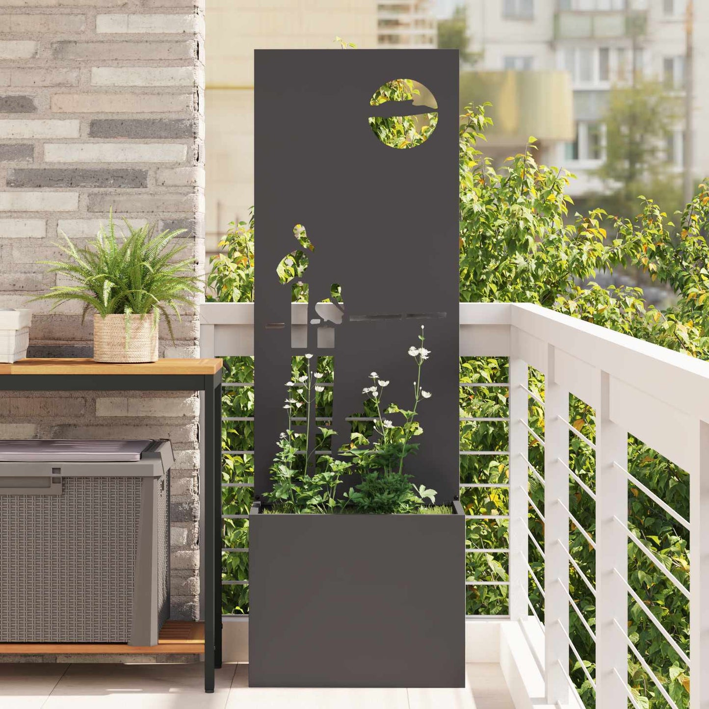 Garden Privacy Screen Black 50 x 150 cm Cold-rolled steel