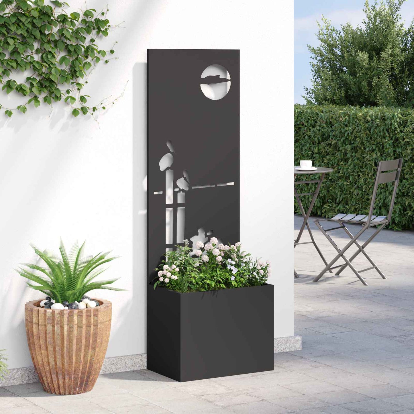 Garden Privacy Screen Black 50 x 150 cm Cold-rolled steel