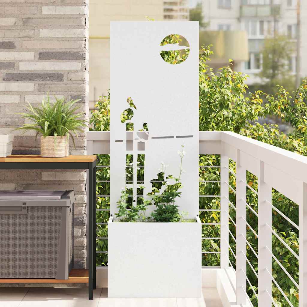 Garden Privacy Screen White 50 x 150 cm Cold-rolled steel