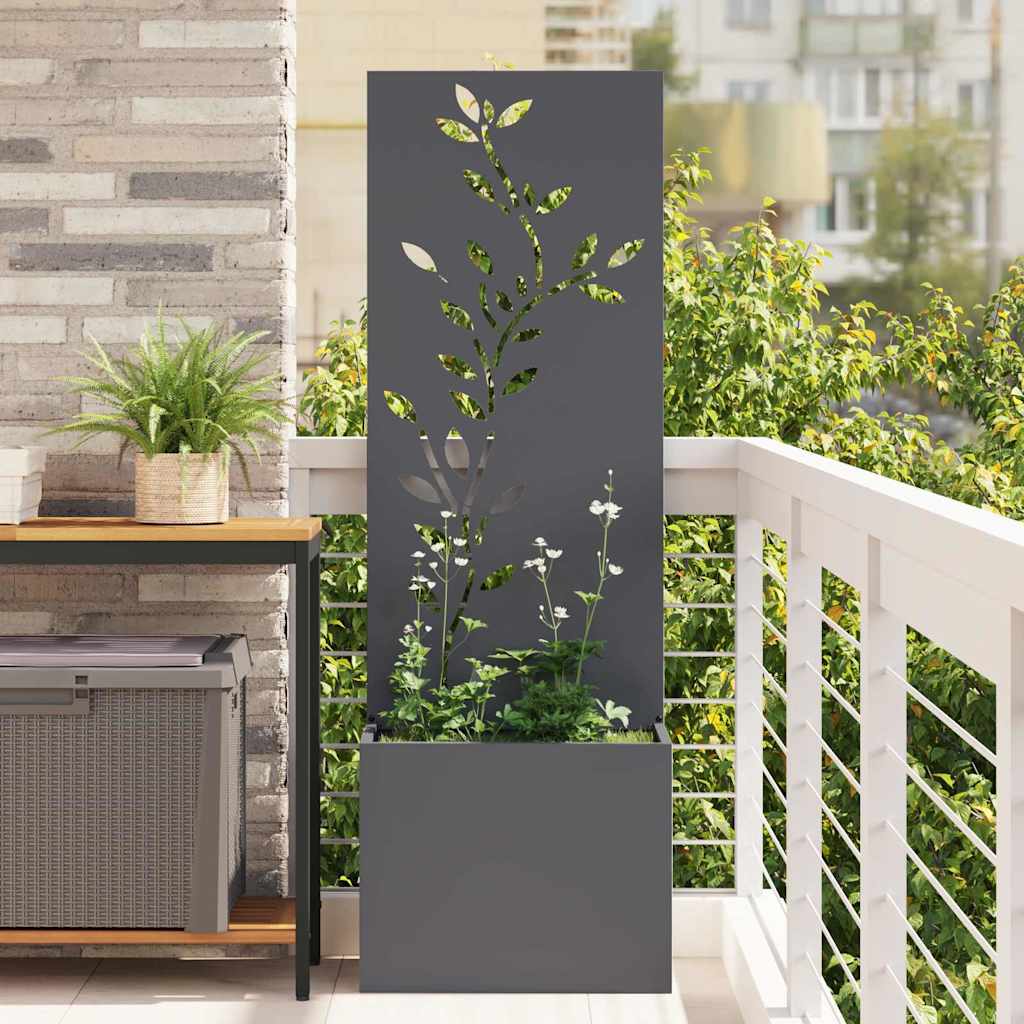 Garden Privacy Screen Floral Anthracite 50 x 32 x 150 cm