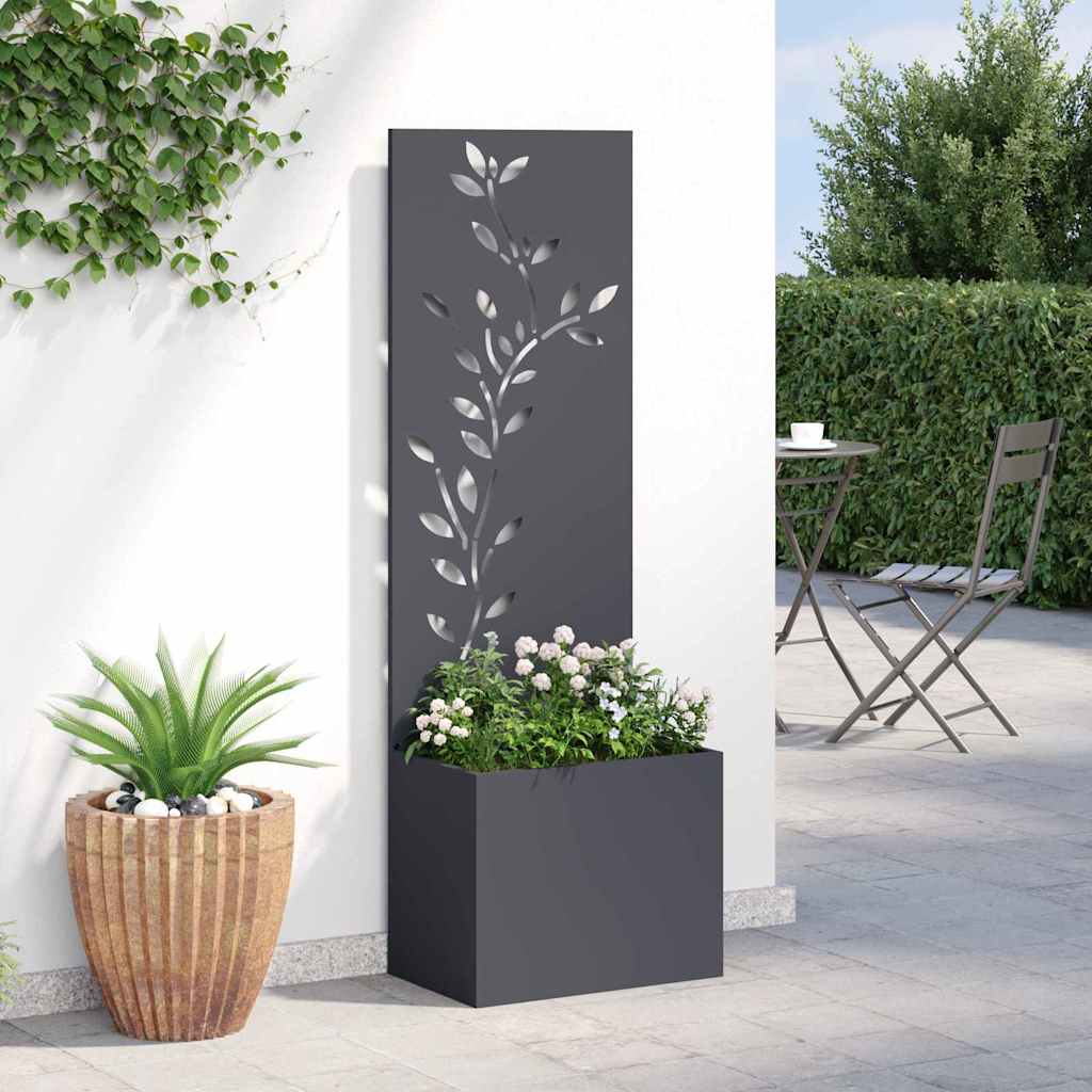 Garden Privacy Screen Floral Anthracite 50 x 32 x 150 cm
