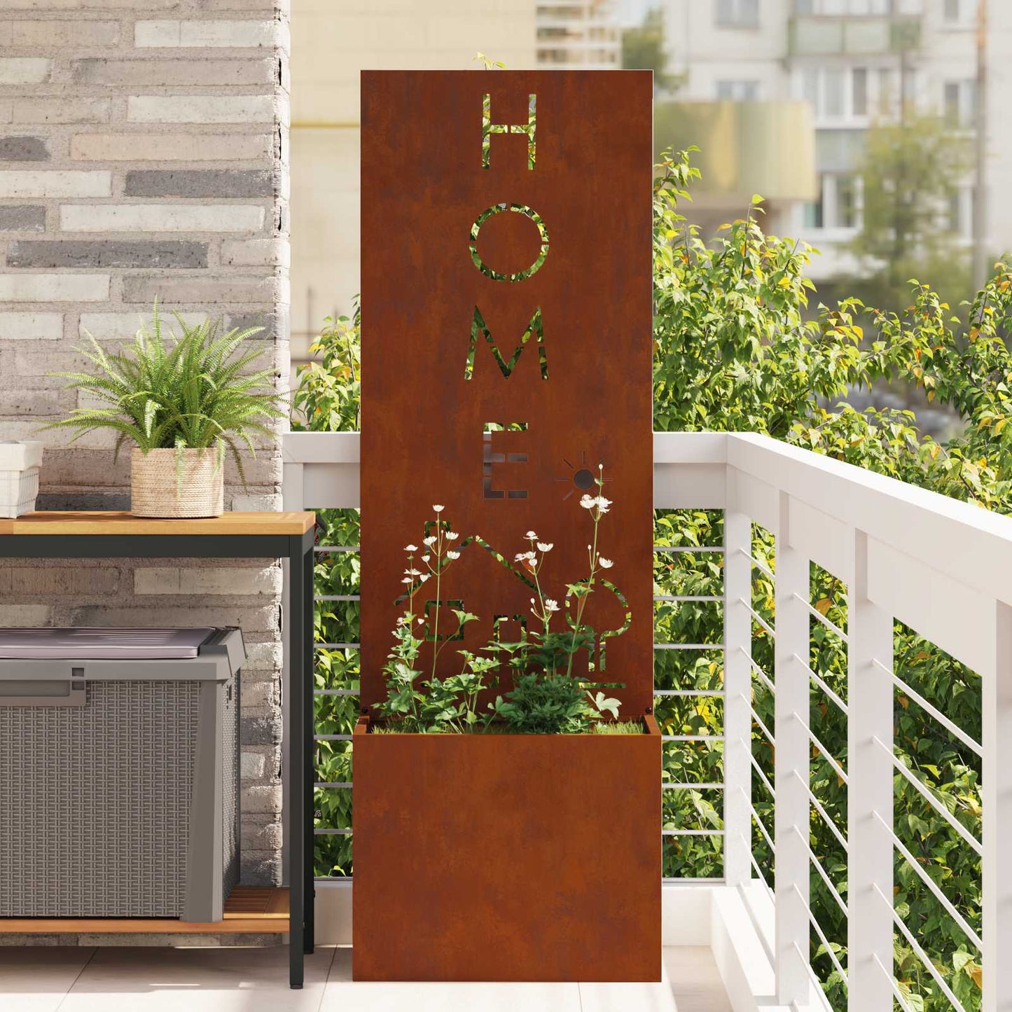 Garden Privacy Screen Rusty 50 x 32 x 150 cm Weathering steel