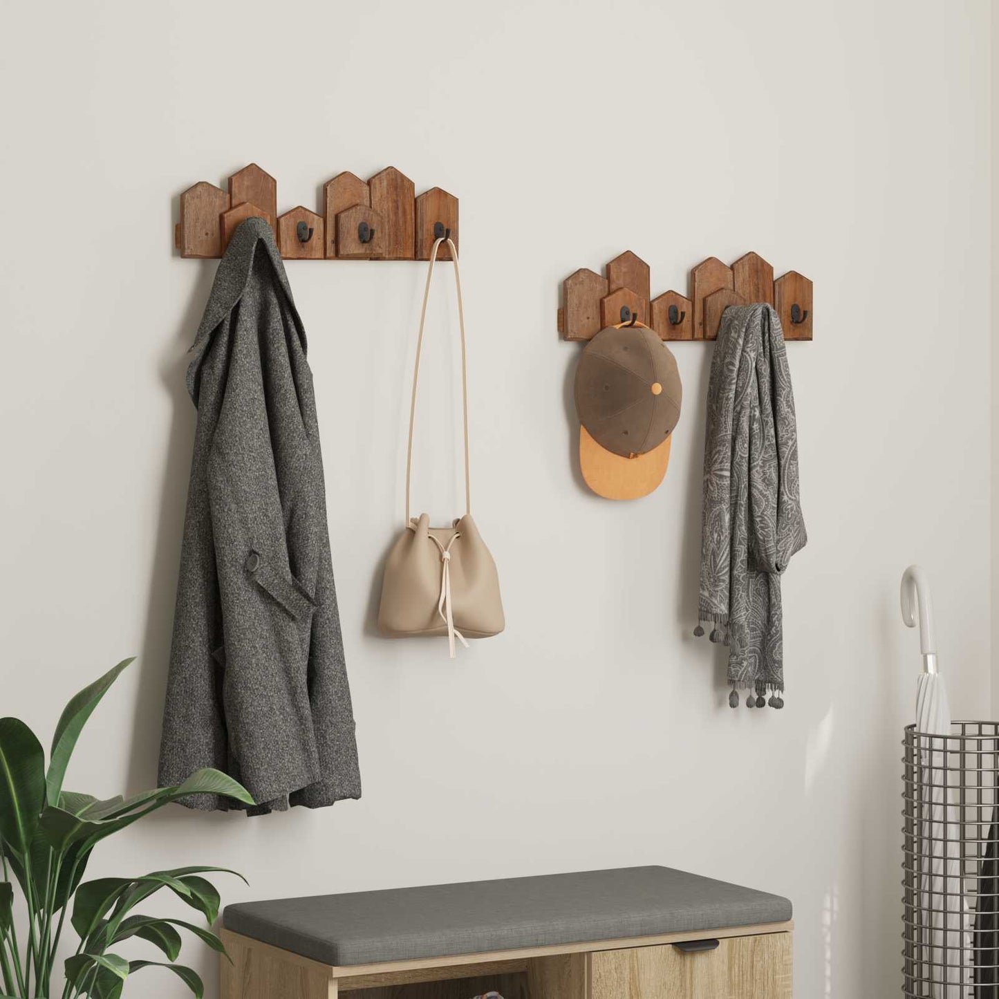 Hanger Brown 48 x 8 x 15 cm Solid Mahogany Wood