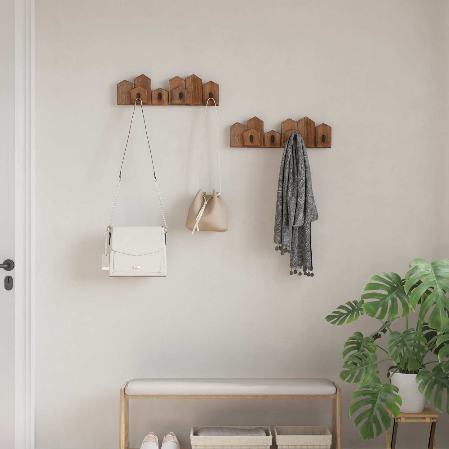 Hanger Brown 48 x 8 x 15 cm Solid Mahogany Wood