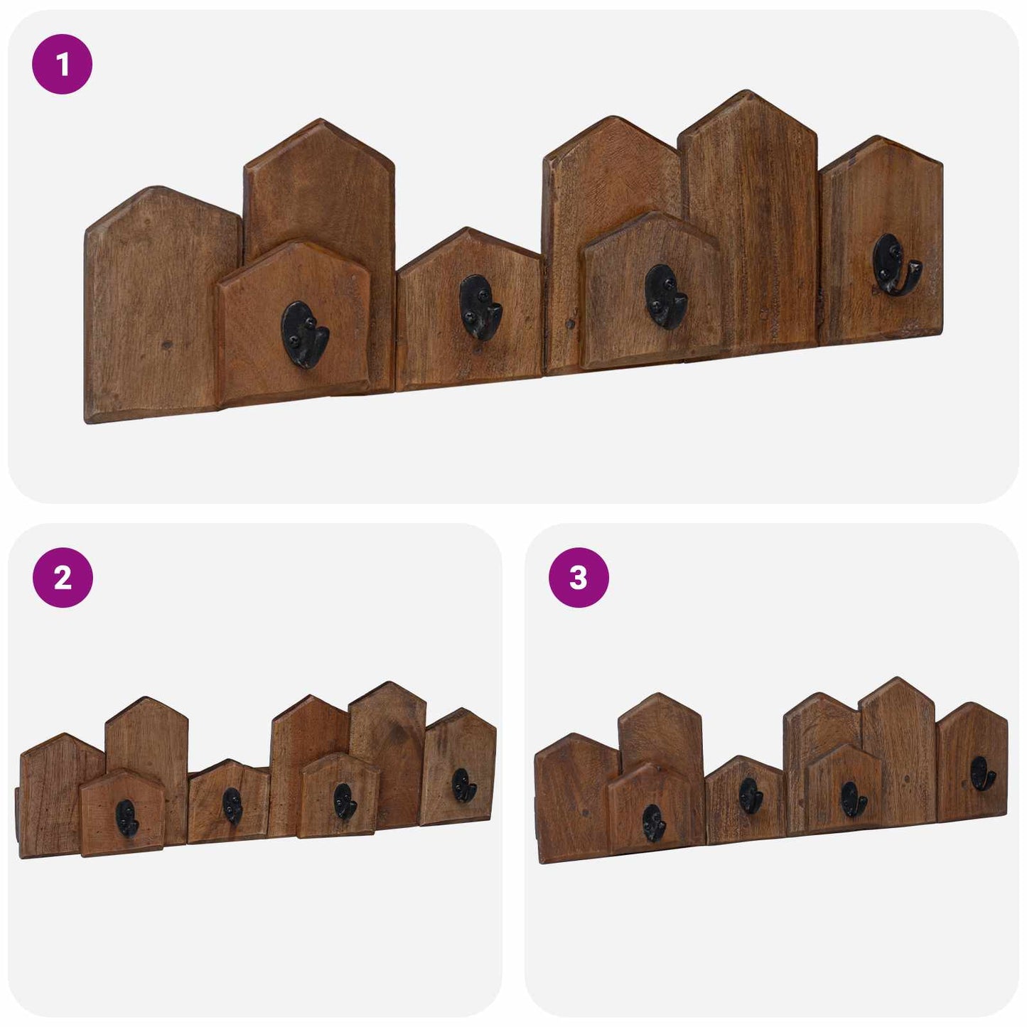 Hanger Brown 48 x 8 x 15 cm Solid Mahogany Wood