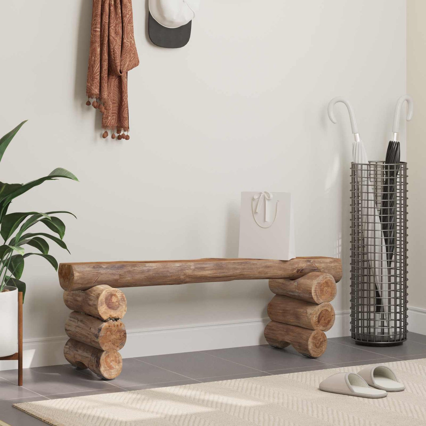 Bench Natural 110 x 30 x 34 cm Solid Teak Wood
