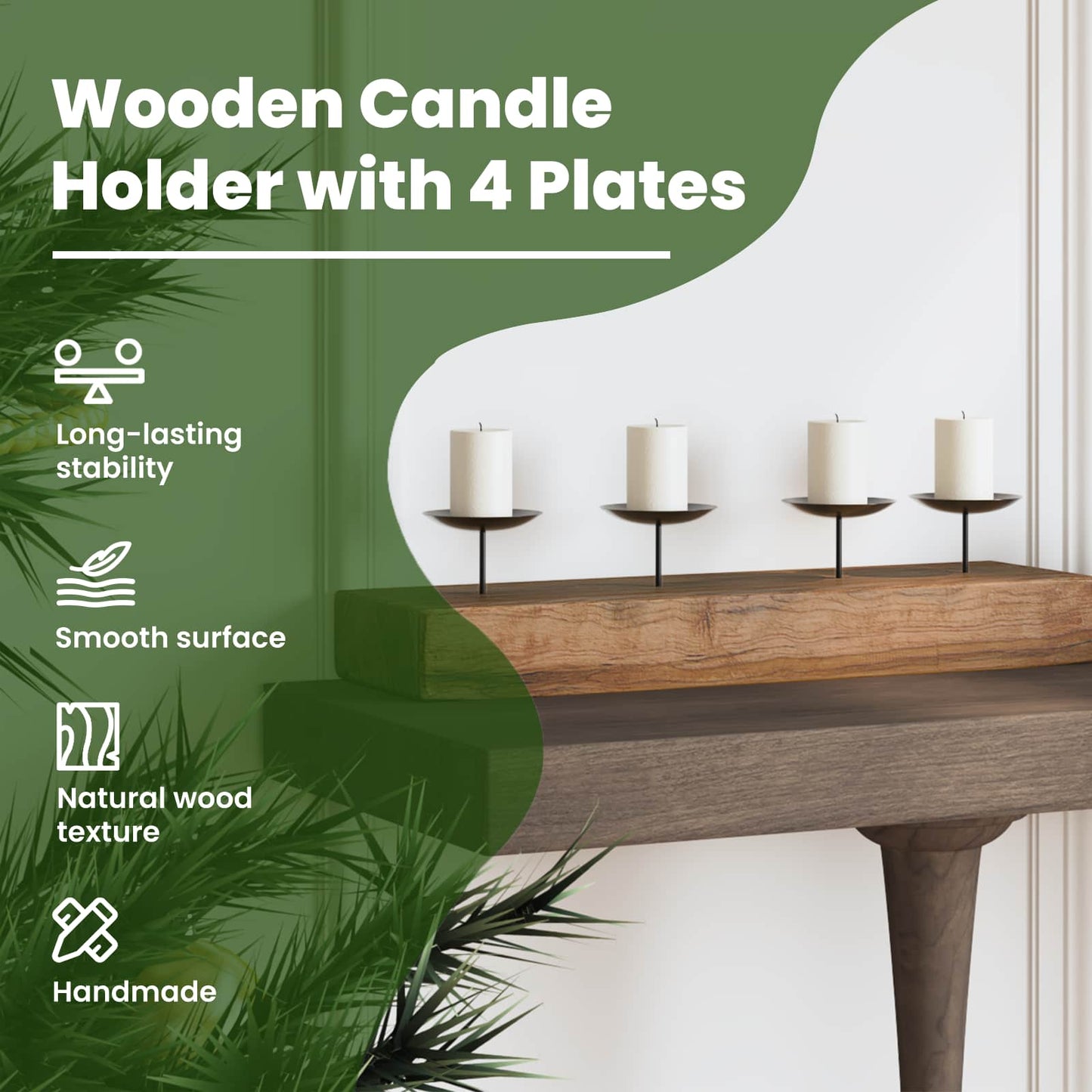 Candle Holder Natural 50 x 15 x 10 cm Solid Teak wood