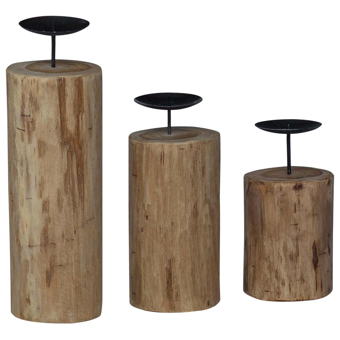 Candle Holder 3 pcs Natural Solid Teak wood