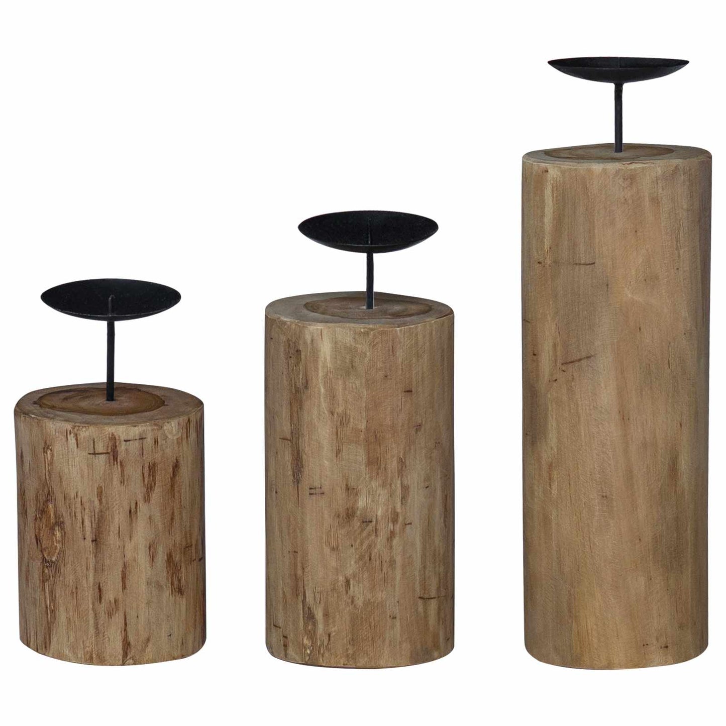 Candle Holder 3 pcs Natural Solid Teak wood