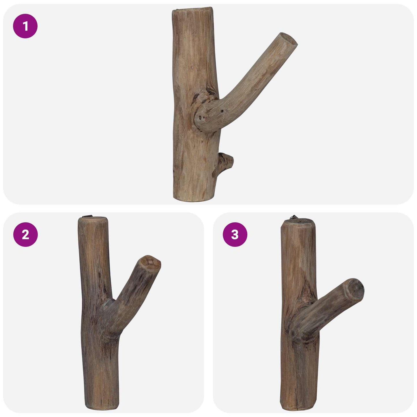 Hook Brown 4 x 4 x 14 cm Solid Reclaim Wood