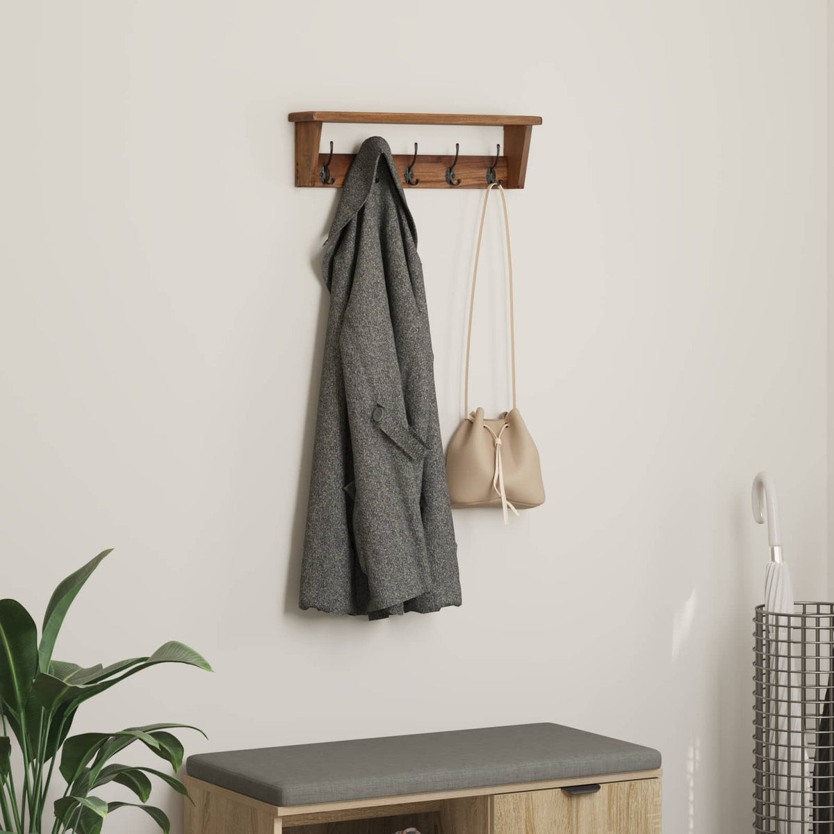 Hanger Brown 50 x 10 x 14 cm Solid Mahogany Wood