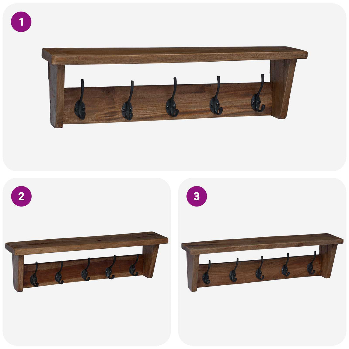 Hanger Brown 50 x 10 x 14 cm Solid Mahogany Wood