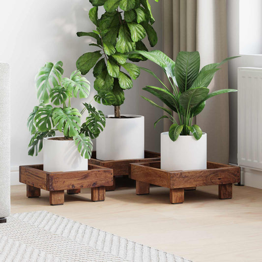Plant Stand 3 pcs Brown 35 x 35 x 12 cm Mahogany Wood