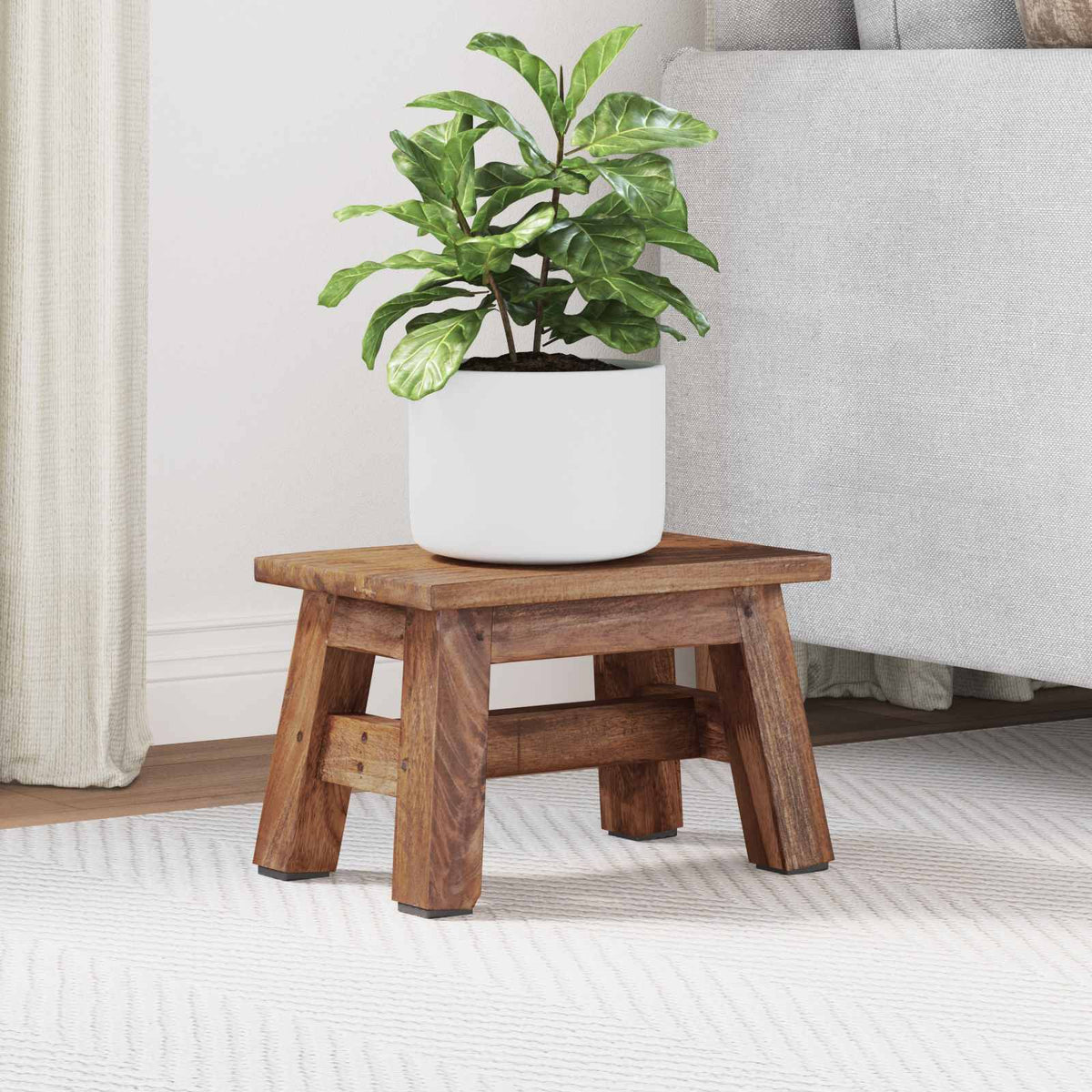 Stool Natural 30 x 20 x 20 cm Mahogany Wood