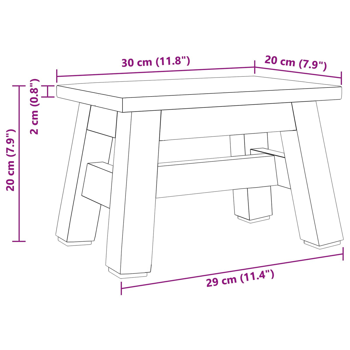 Stool Natural 30 x 20 x 20 cm Mahogany Wood