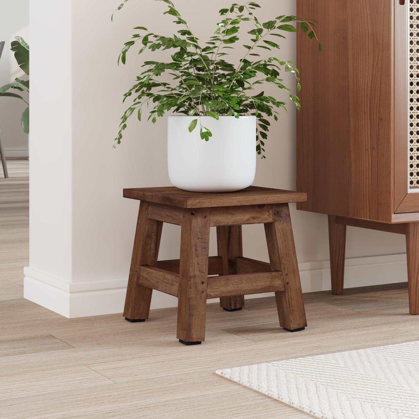 Stool Natural 26 x 26 x 26 cm Mahogany Wood