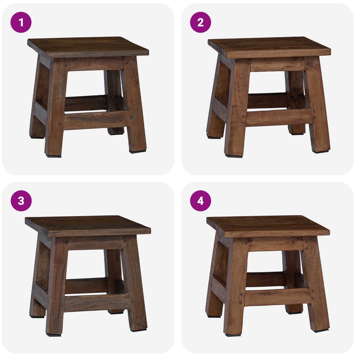 Stool Natural 26 x 26 x 26 cm Mahogany Wood