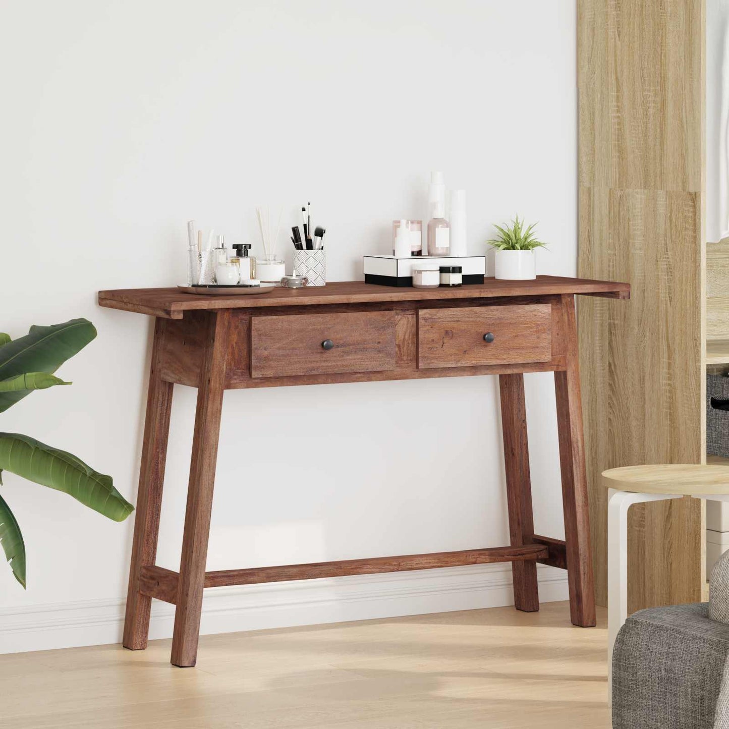 Desk with Drawer Brown 110 x 30 x 79 cm Solid Mahogany Wood