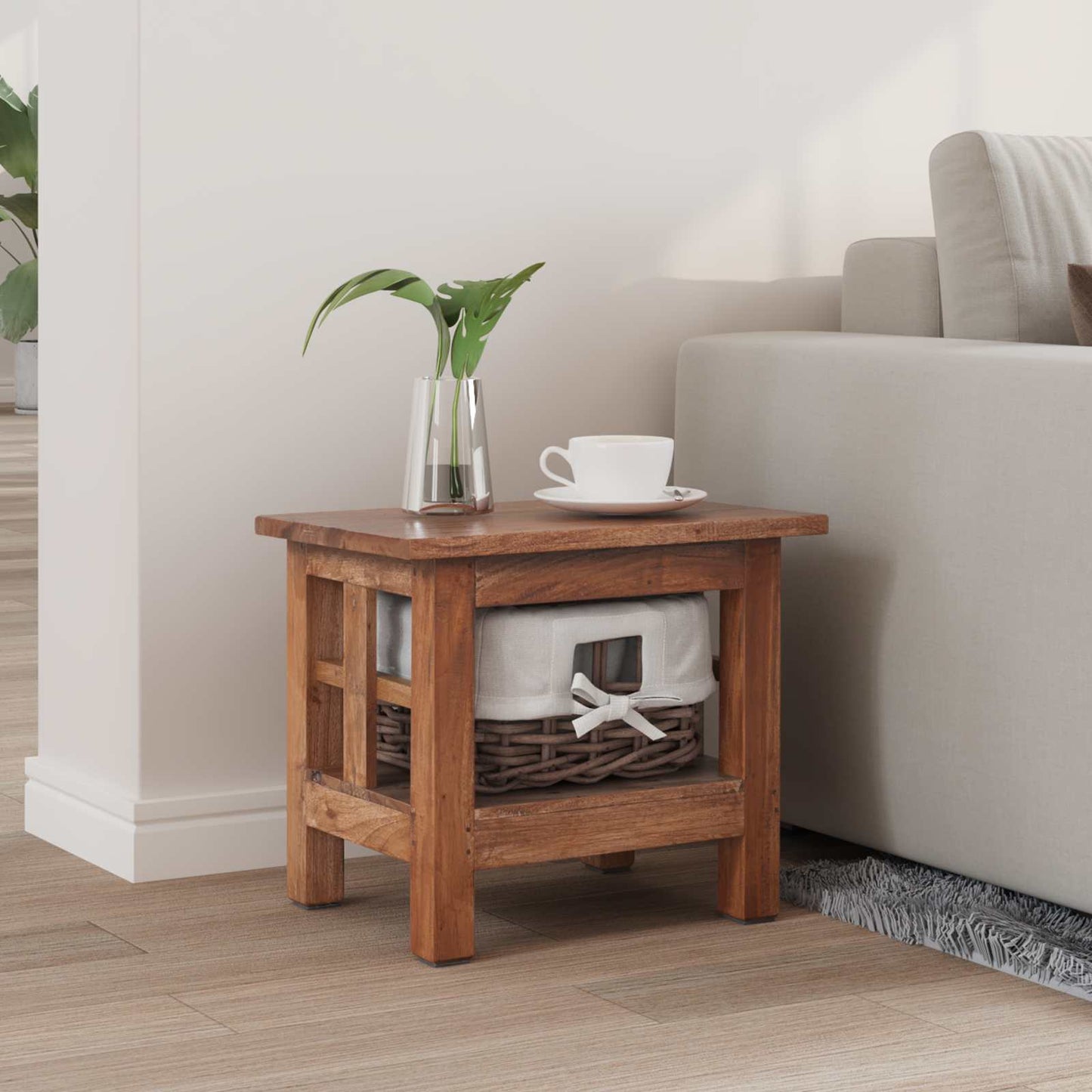 Side Table Brown 38 x 28 x 35 cm Solid Mahogany wood