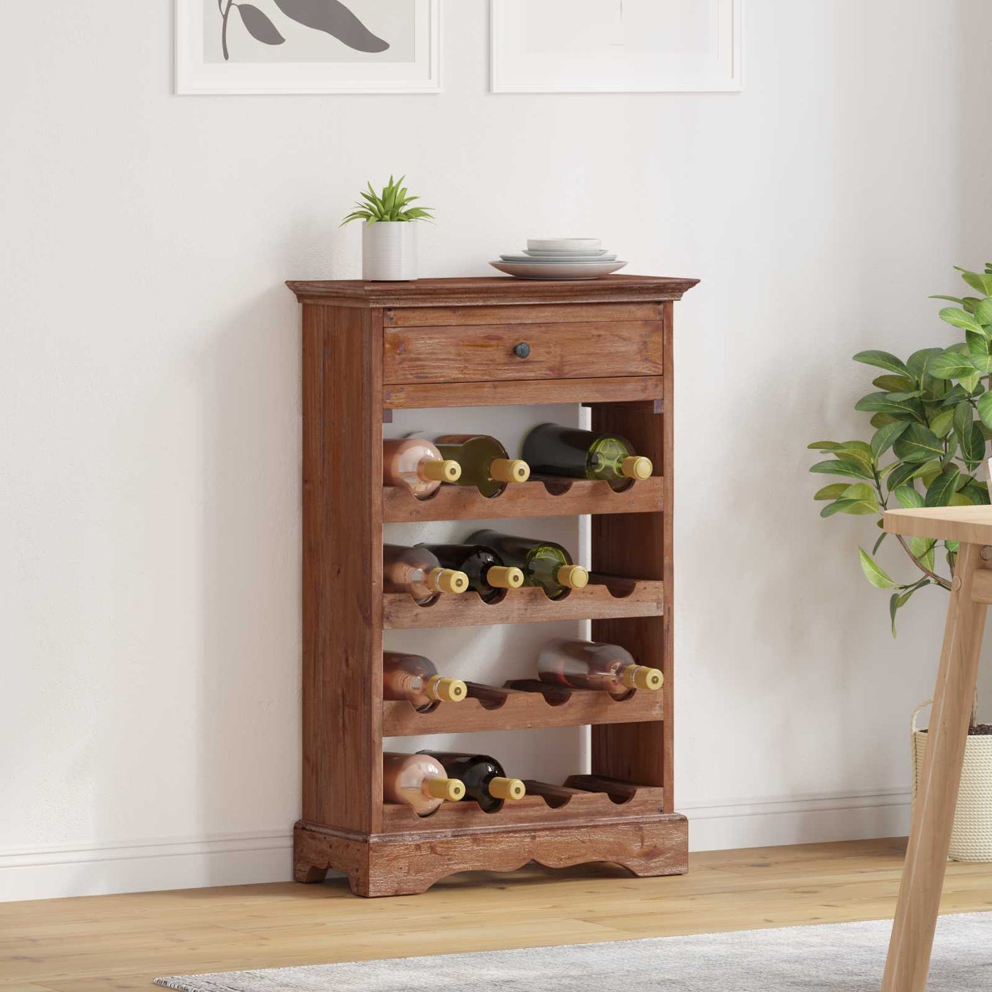 Wine Rack 55 x 23 x 85 cm Solid Mahogany Wood
