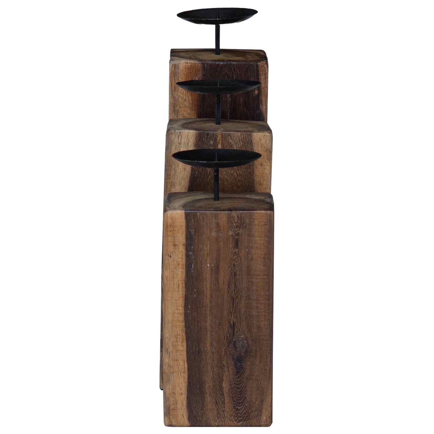 Candle Holder 3 pcs Natural Solid Reclaim wood