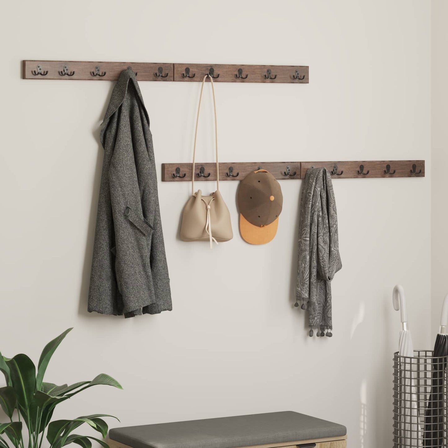 Hanger Brown 60 x 7 x 8 cm Solid Reclaim Wood