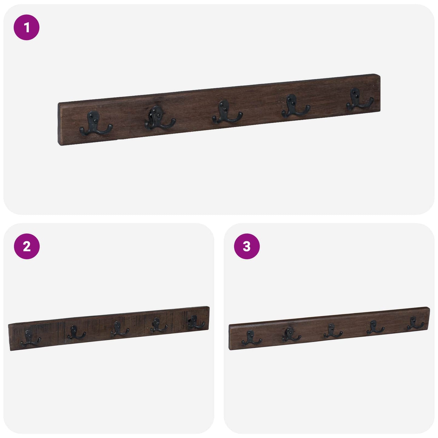 Hanger Brown 60 x 7 x 8 cm Solid Reclaim Wood