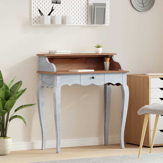 Writing Desk with Drawer Brown and White 80 x 40 x 92 cm