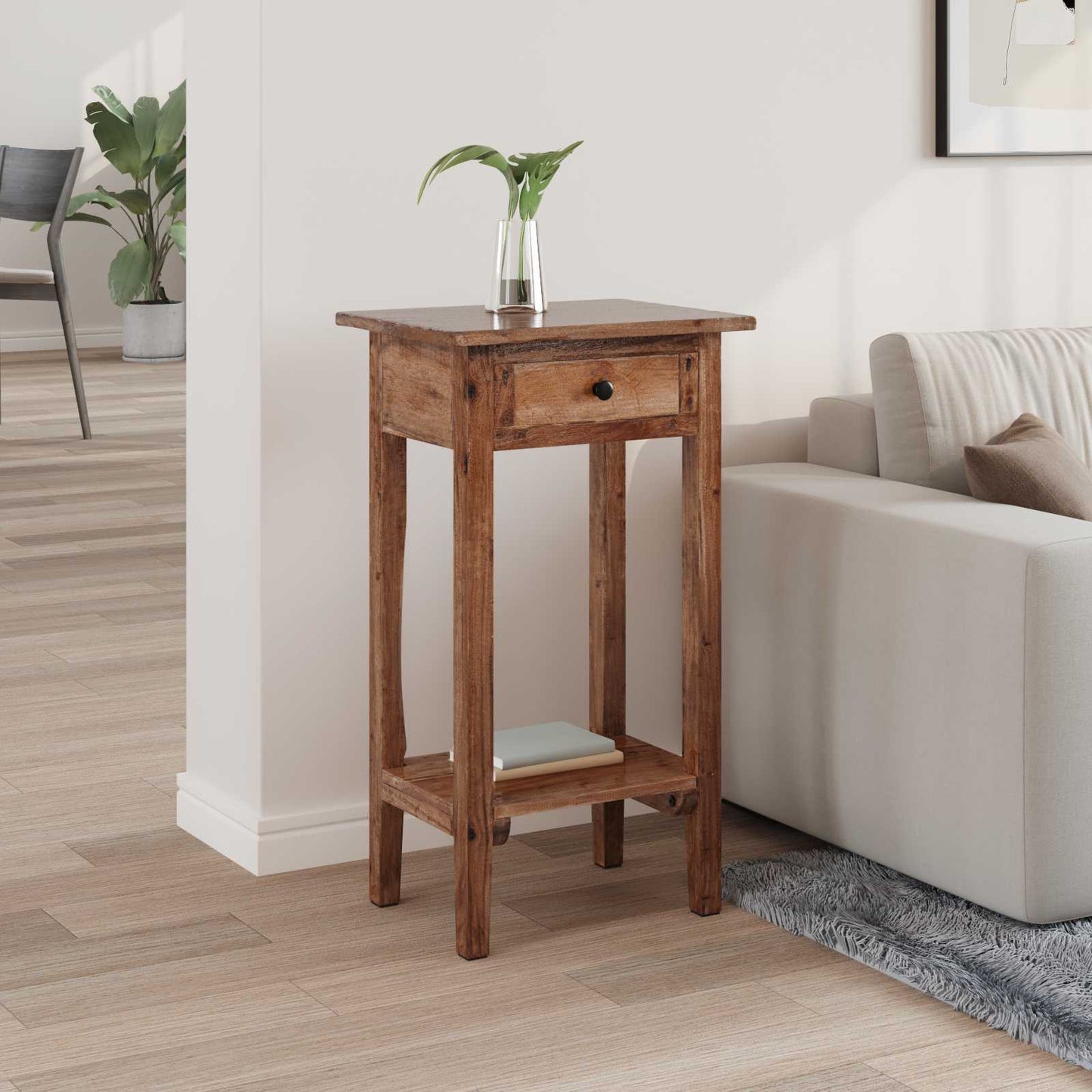 Plant Stand with Drawer Brown 34 x 25 x 52 cm Mahogany Wood