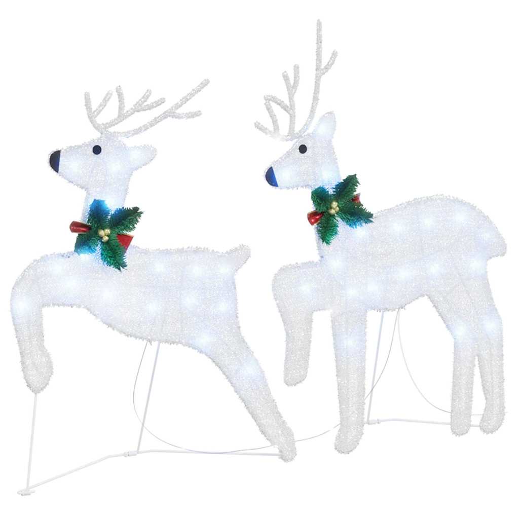 LED Reindeers 7 pcs Silver Fabric