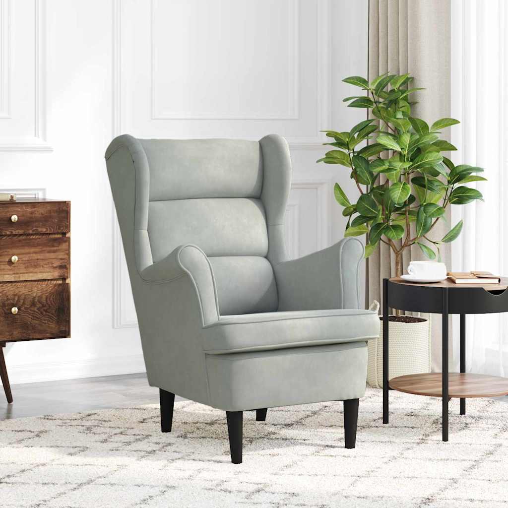 Armchair Light Grey Velvet