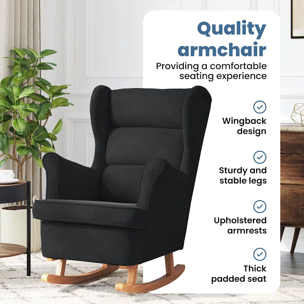 Rocking Chair with Cushion Black 92 x 71 x 100 cm Plywood