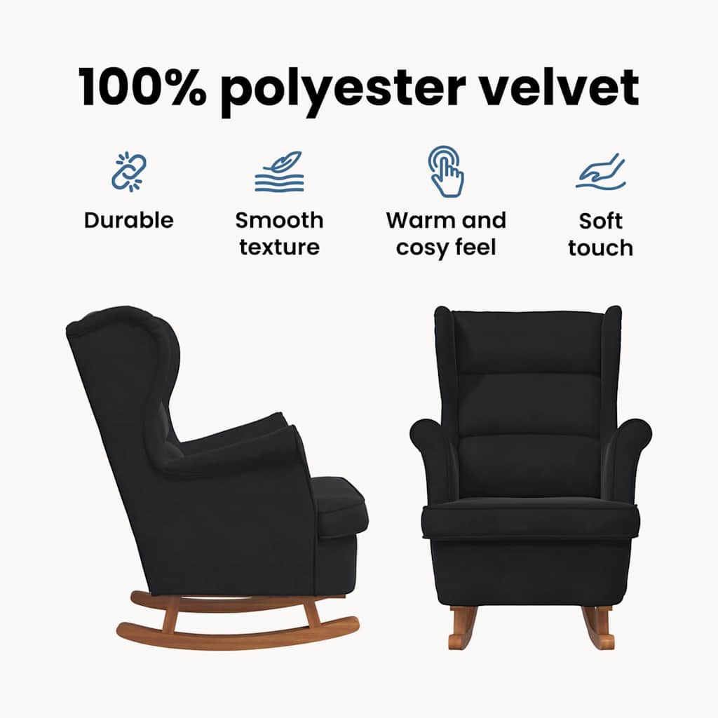 Rocking Chair with Cushion Black 92 x 71 x 100 cm Plywood