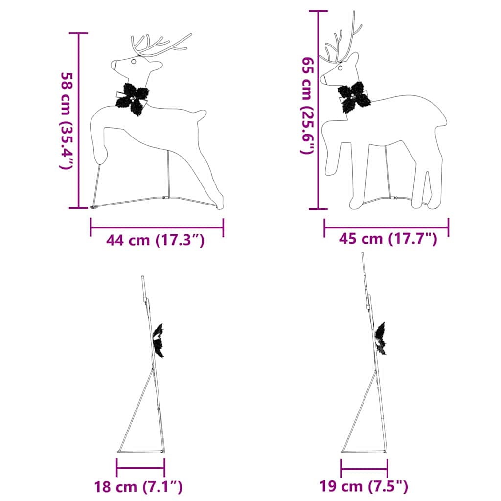 LED Reindeers 2 pcs Warm White Fabric