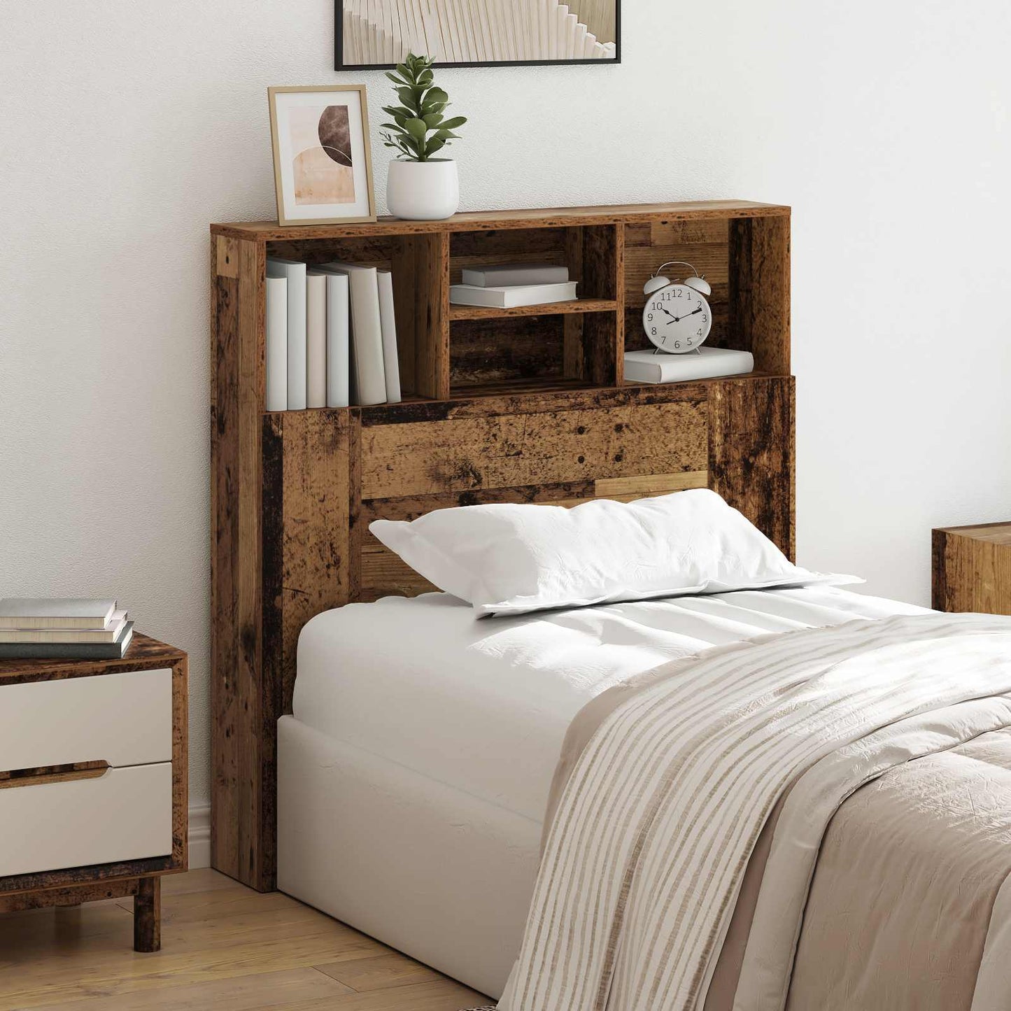 Headboard Cabinet Old Wood 100 x 19 x 103.5 cm Engineered Wood