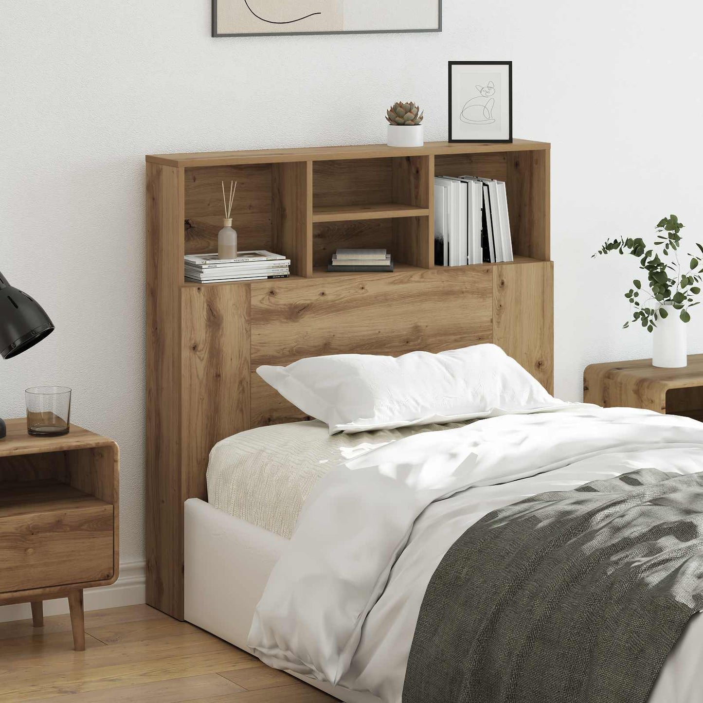 Headboard Cabinet with Shelf Artisan Oak 100 x 19 x 103.5 cm