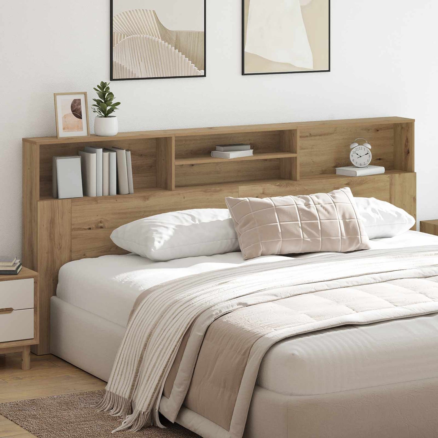 Headboard Cabinet with Shelf Artisan Oak 220 x 19 x 101.5 cm