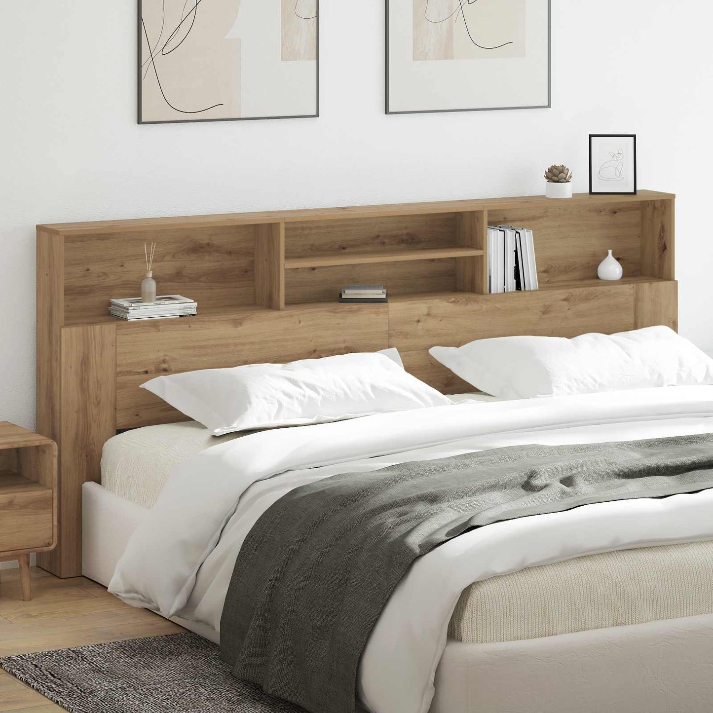 Headboard Cabinet with Shelf Artisan Oak 220 x 19 x 101.5 cm