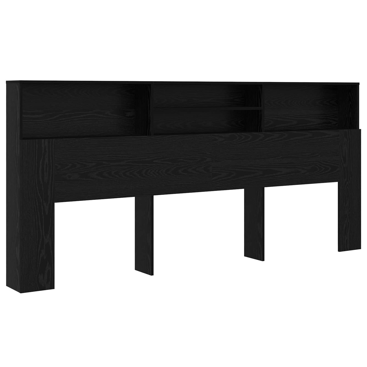 Headboard Cabinet Black Oak 220 x 19 x 101.5 cm Engineered Wood
