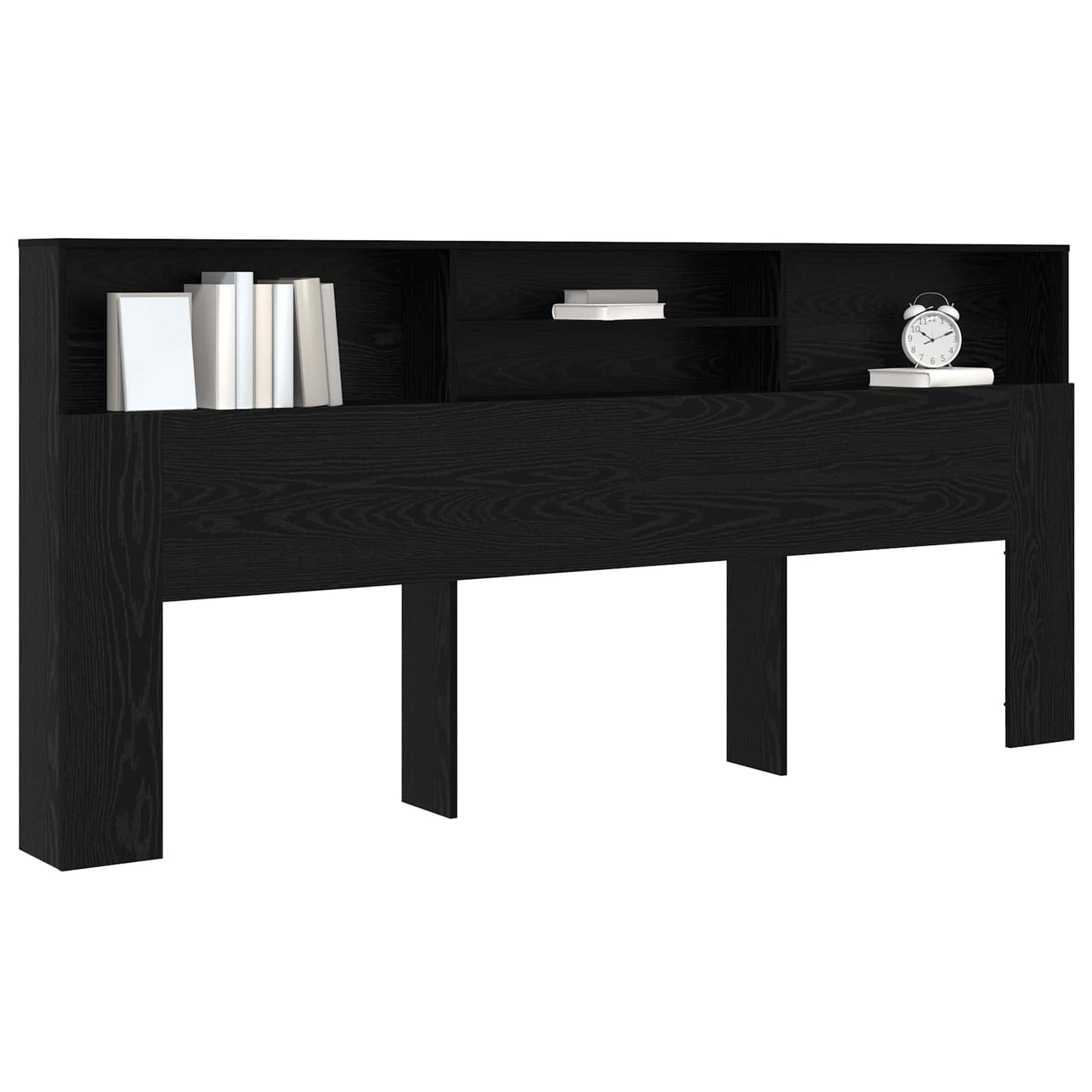 Headboard Cabinet Black Oak 220 x 19 x 101.5 cm Engineered Wood