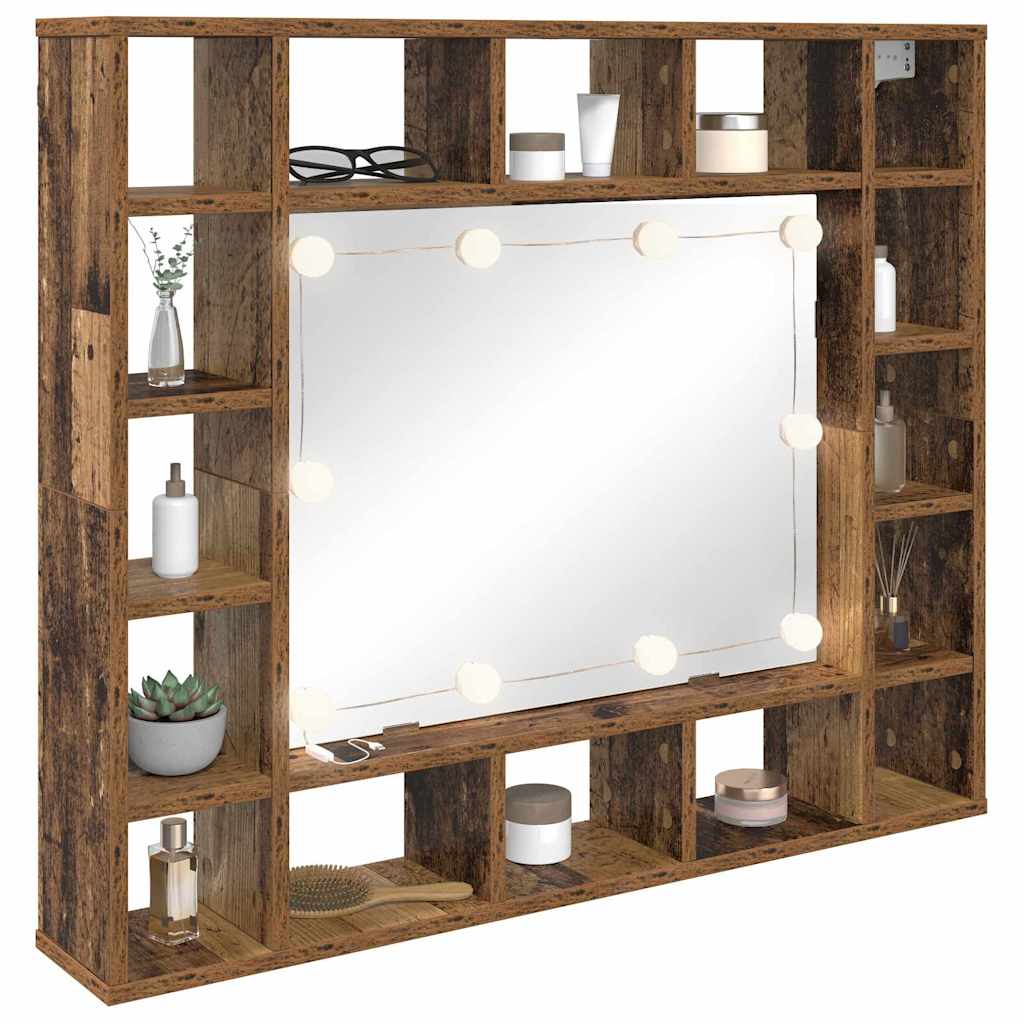 vidaXL Mirror Cabinet Old wood 91 x 15 x 76.5 cm Engineered wood